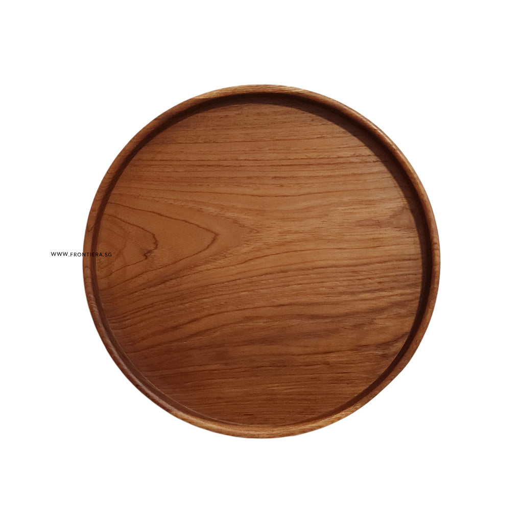 Teakwood Round Tray 250mm + Custome Engraving (Optional)