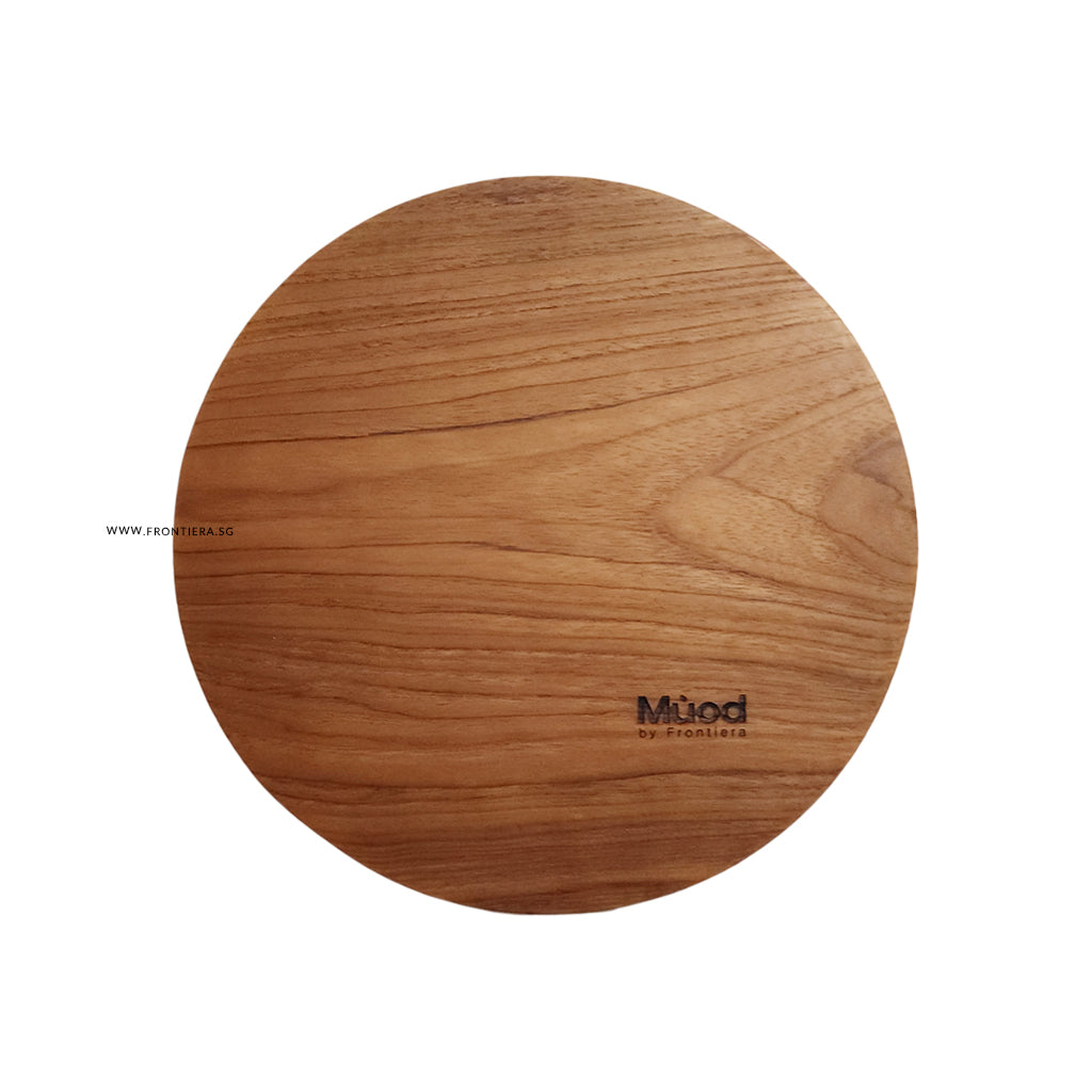 Teakwood Round Tray 250mm + Custome Engraving (Optional)