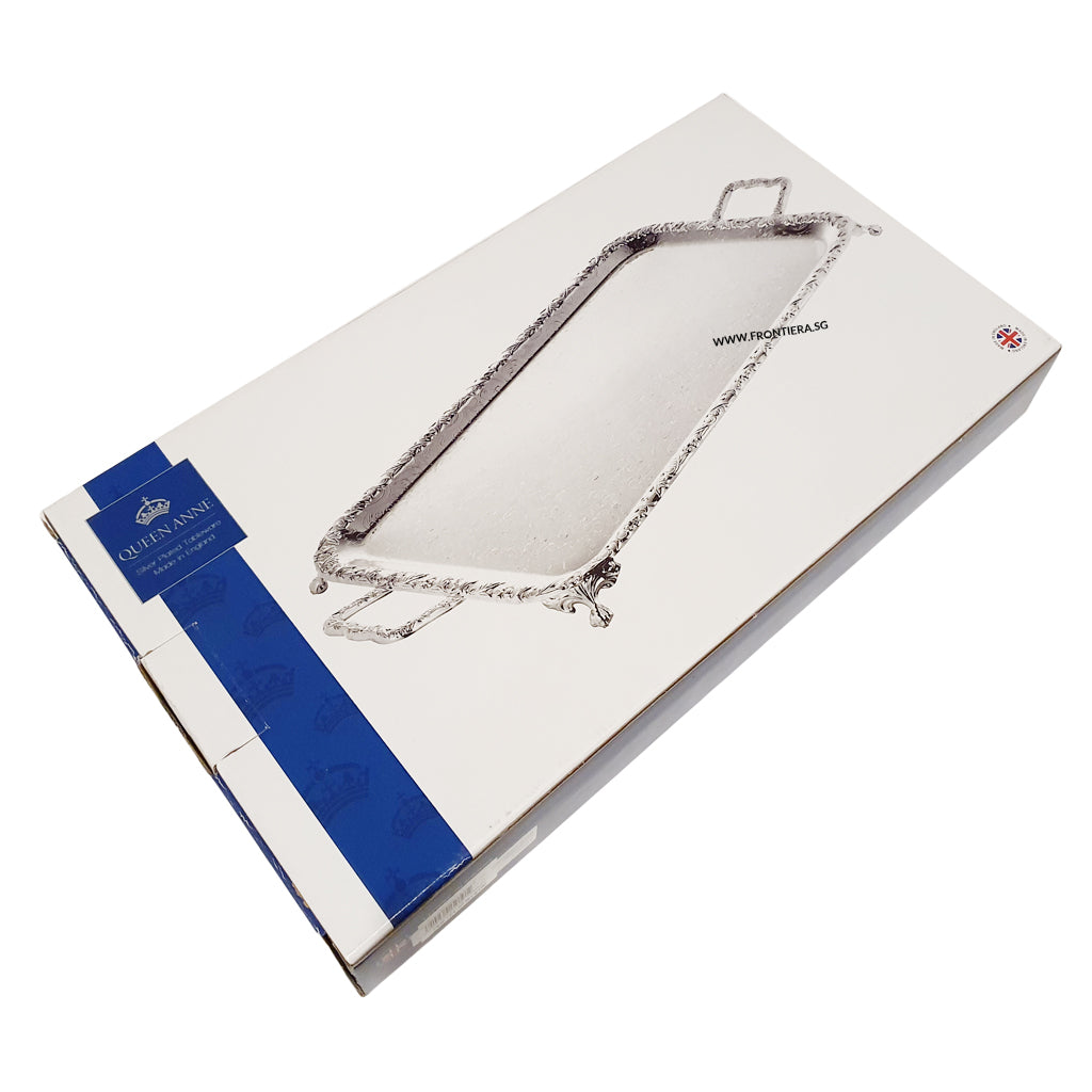 Silver Plated Small Oblong Tray with handles and Feets 440mm [𝗦𝗢𝗟𝗗 𝗢𝗨𝗧]