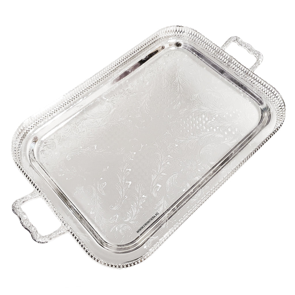 [England Silverware] Medium Oblong Gallery Tray with Handles 515mm