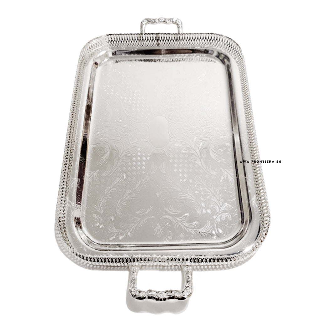[England Silverware] Medium Oblong Gallery Tray with Handles 515mm