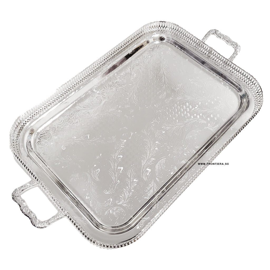 [England Silverware] Medium Oblong Gallery Tray with Handles 515mm