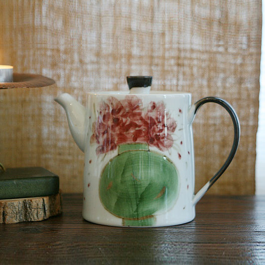 Flower with Green Vase Tea Pot