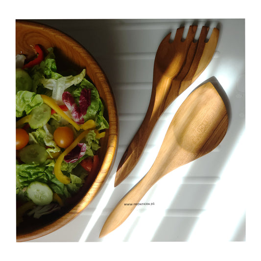 Teakwood 2P Salad Spoon & Fork Set