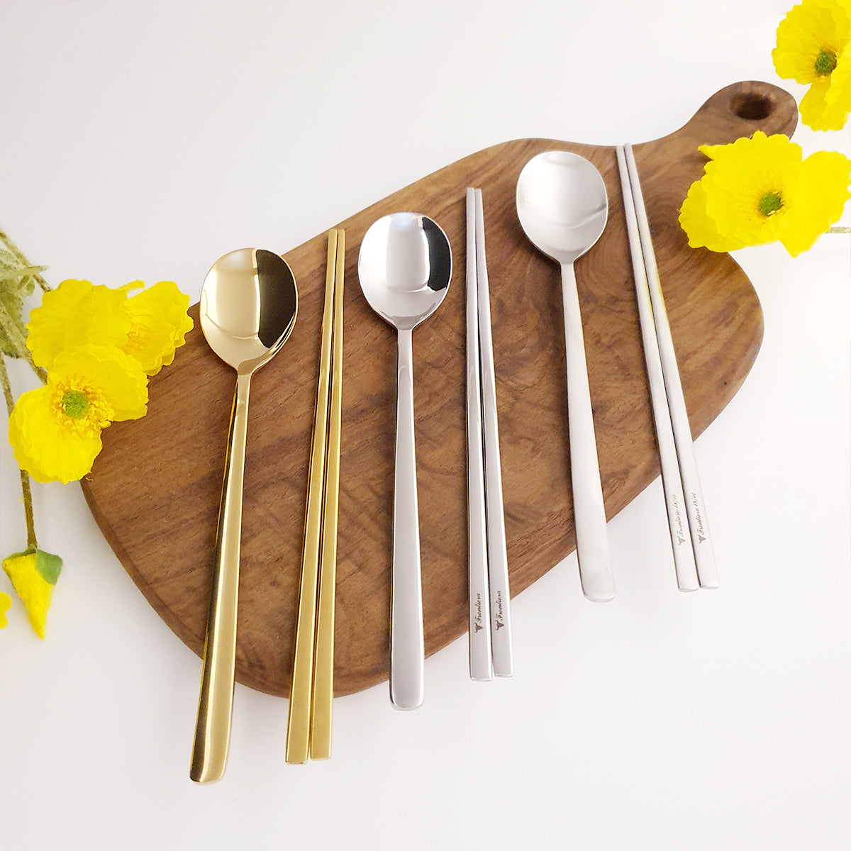 FR4(Satin) Korean Spoon & Chopsticks Set of [2/6] + Custome Engraving (Optional)