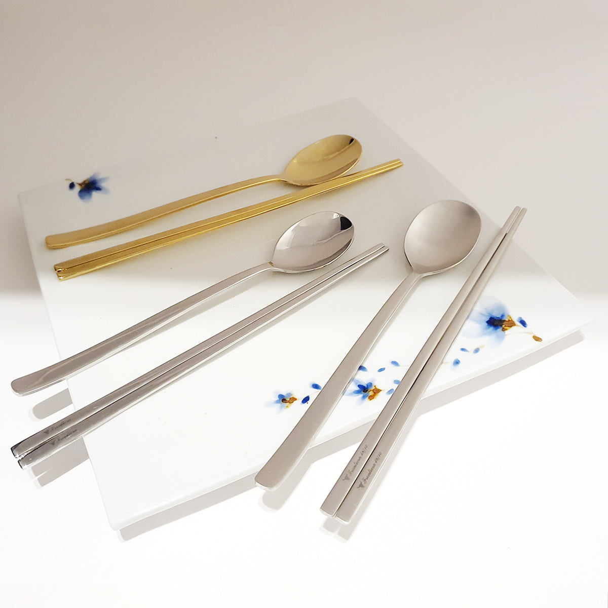 FR4(Satin) Korean Spoon & Chopsticks Set of [2/6] + Custome Engraving (Optional)