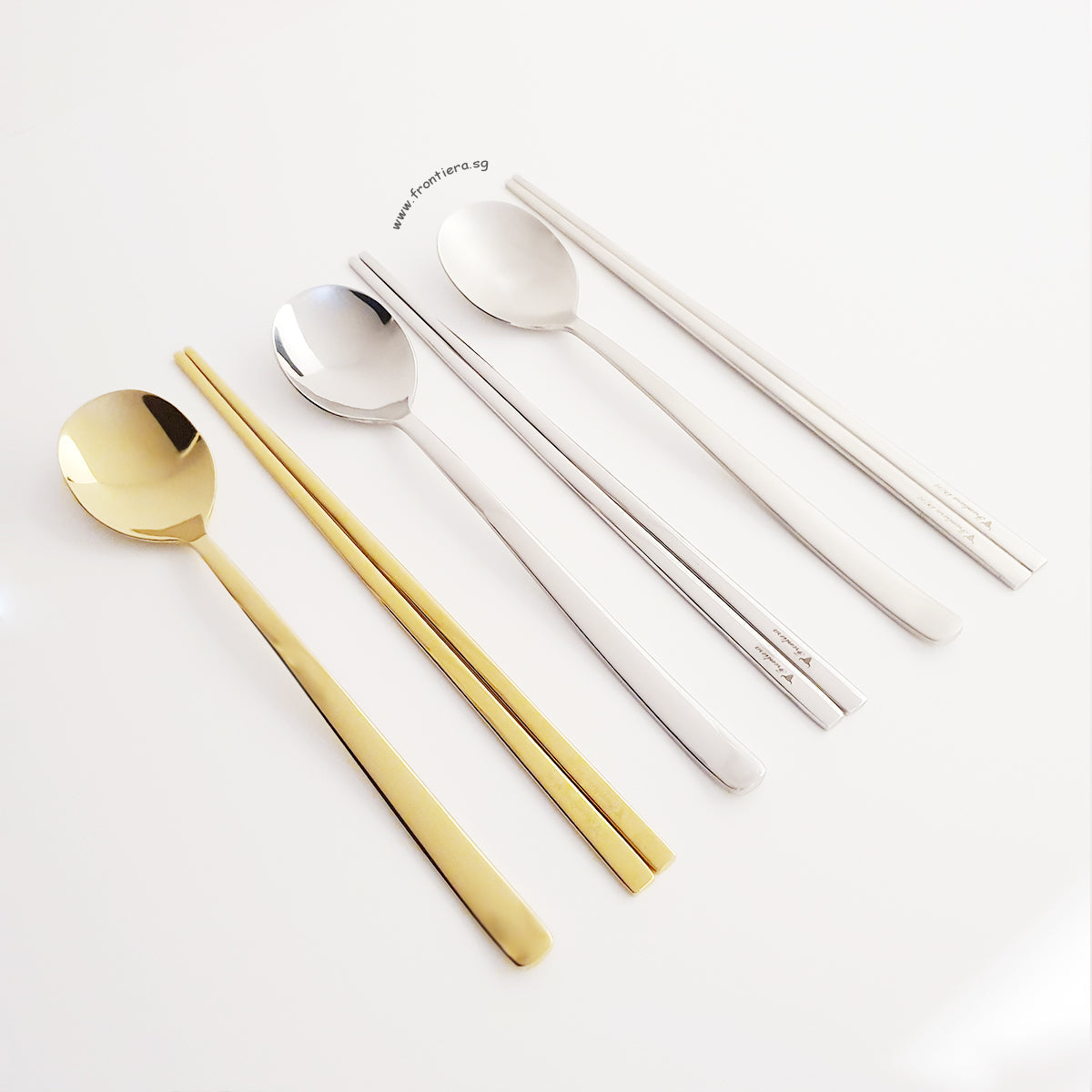 FR4(Satin) Korean Spoon & Chopsticks Set of [2/6] + Custome Engraving (Optional)