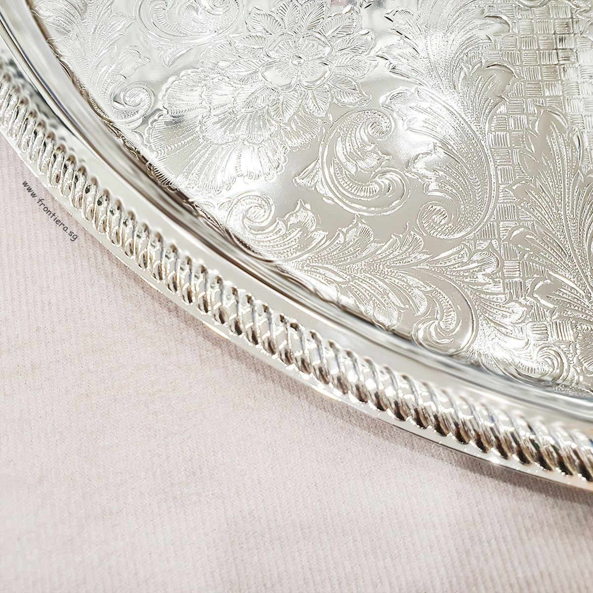 [England Silverware] Shallow Large Oval Serving Tray with Handle 505mm