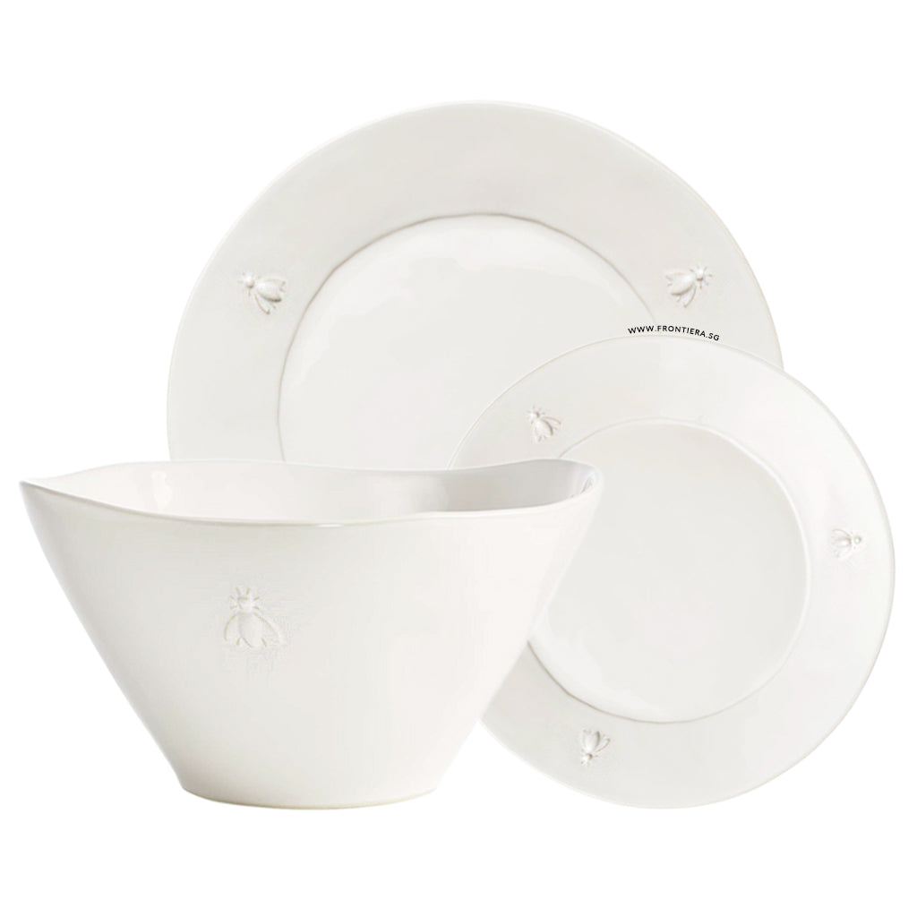 Abeille Bee Set of 4 Ceramic Ivory Dessert Plates Ø214mm