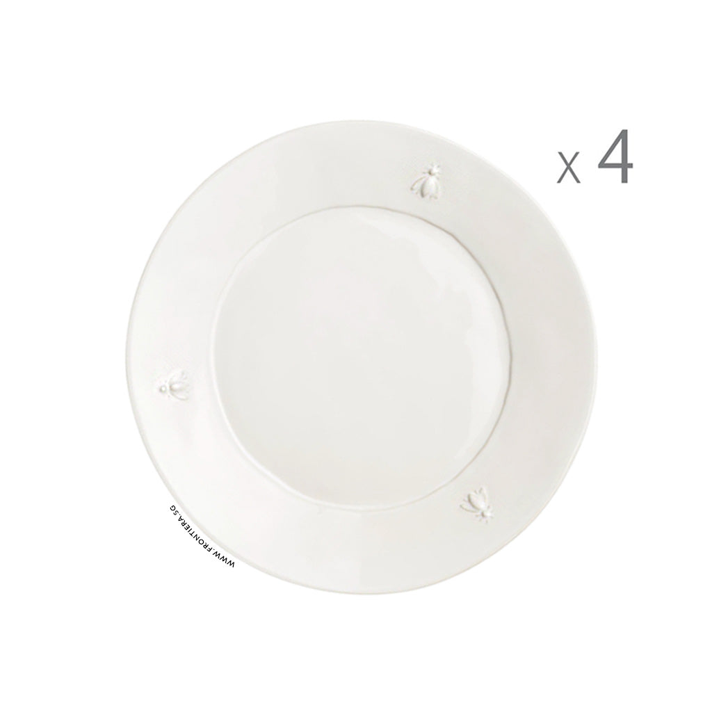Abeille Bee Set of 4 Ceramic Ivory Dessert Plates Ø214mm