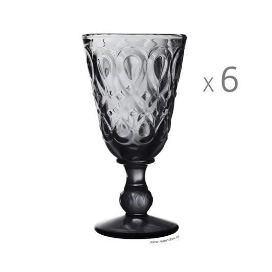 Lyonnais Grey Set of 6 Wine Goblet Glass Ø85xH165mm, 230ml