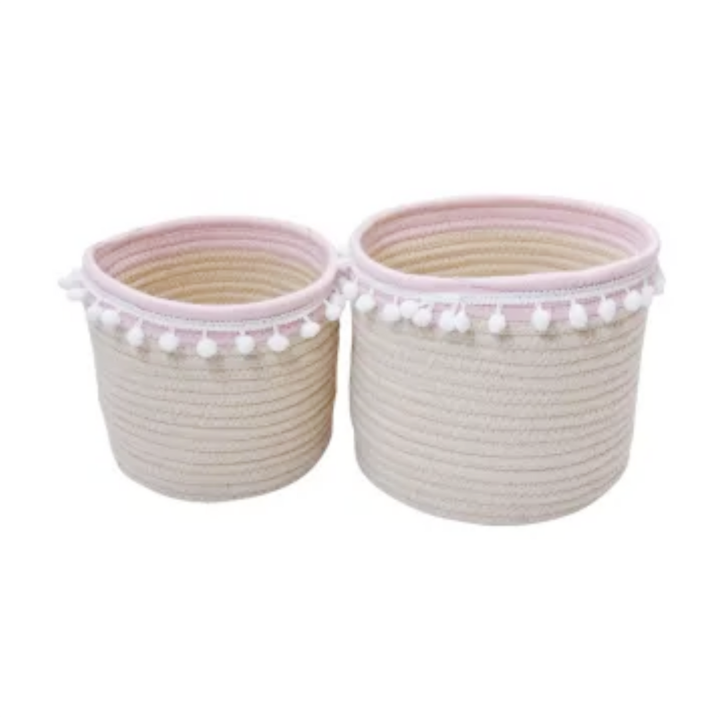 Blush Cotton Rope Storage Basket Round (S / M)