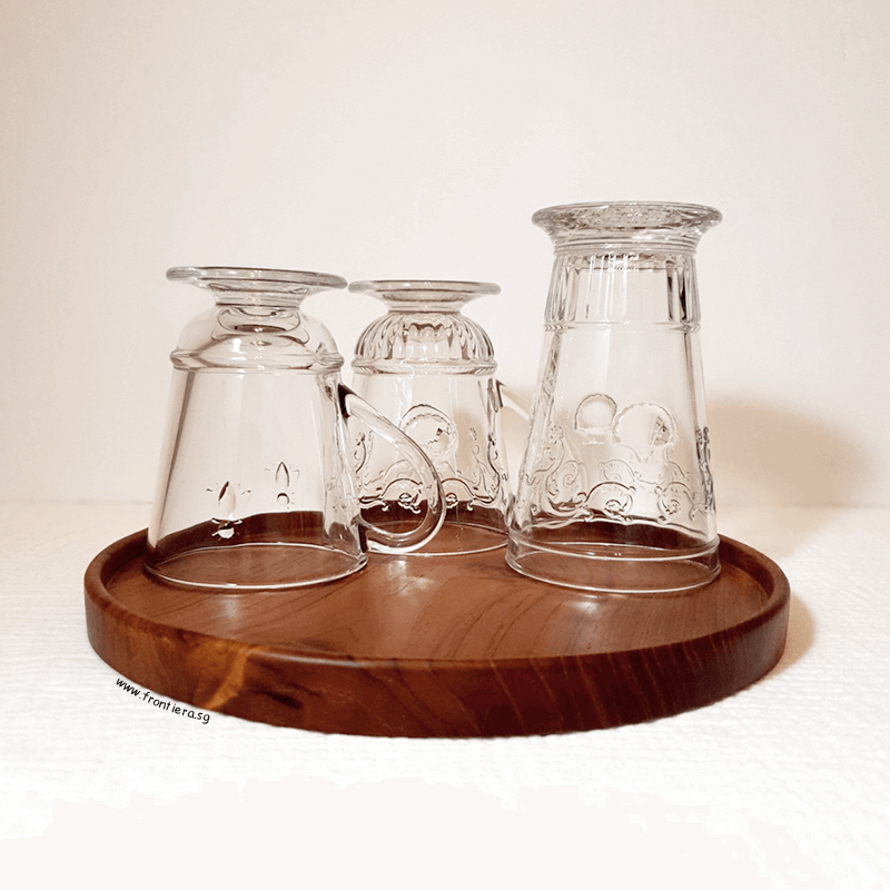 Teakwood Round Tray 250mm + Custome Engraving (Optional)
