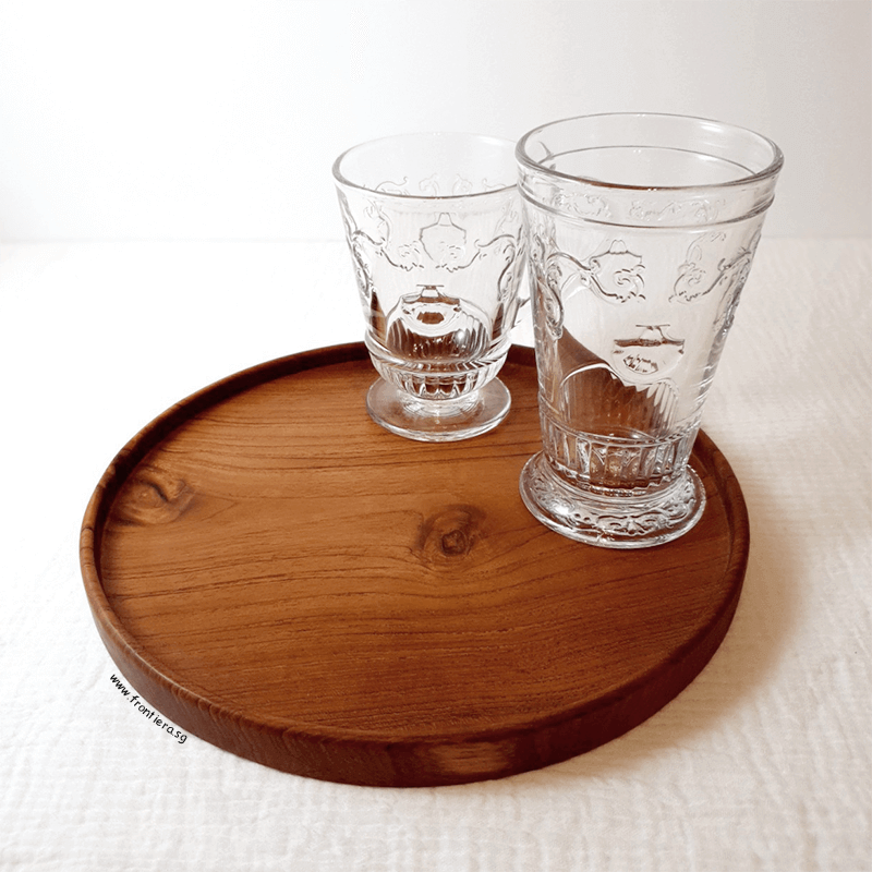 Teakwood Round Tray 250mm + Custome Engraving (Optional)