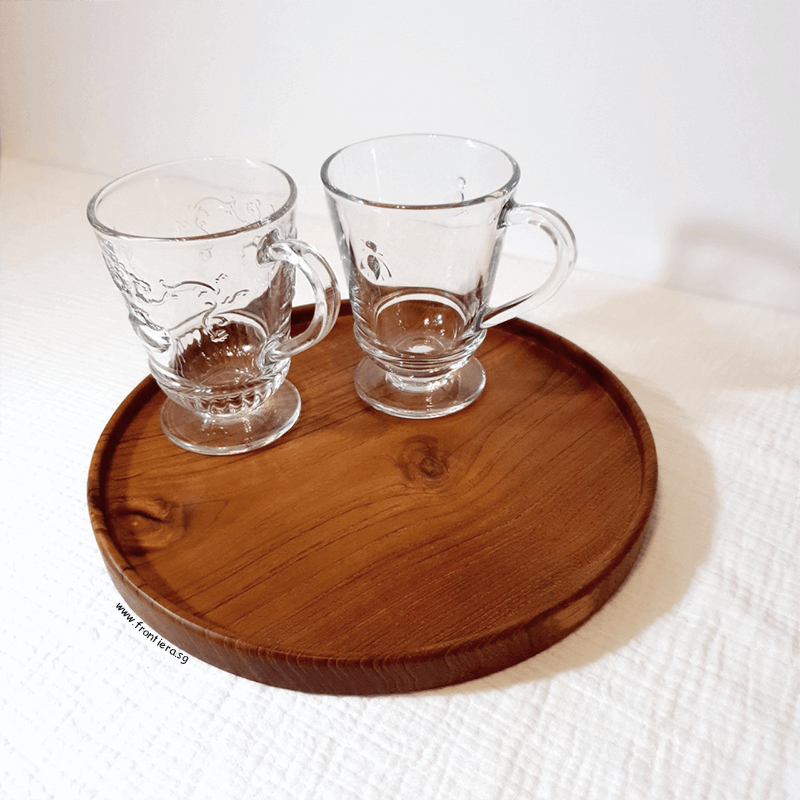 Teakwood Round Tray 250mm + Custome Engraving (Optional)